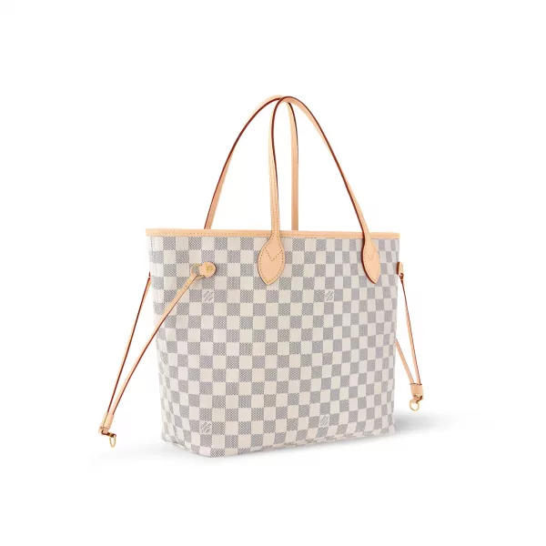 Louis Vuitton N40603 Neverfull MM Rose Ballerine Damier Azur Canvas