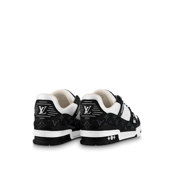 Louis Vuitton Trainer Sneaker Monogram Denim White Black 1A9JGF