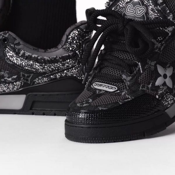 Louis Vuitton LV Skate Sneaker Swarovski Crystals Monogram Denim Black 1ABMHZ