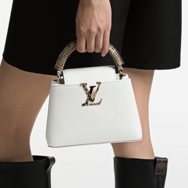 Louis Vuitton N98477 Capucines Mini Python Snow White