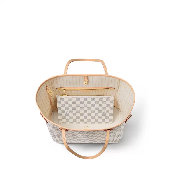 Louis Vuitton N40604 Neverfull MM Rose Ballerine Damier Azur Canvas